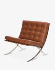 Loungestol_i_Brun_Laeder_og_Krydsformet_Kromstel